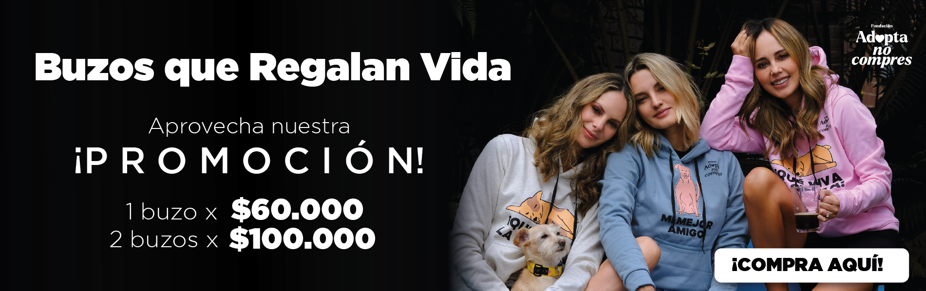 Banner adopta Fundacion Adopta No Compres perro gato adopcion